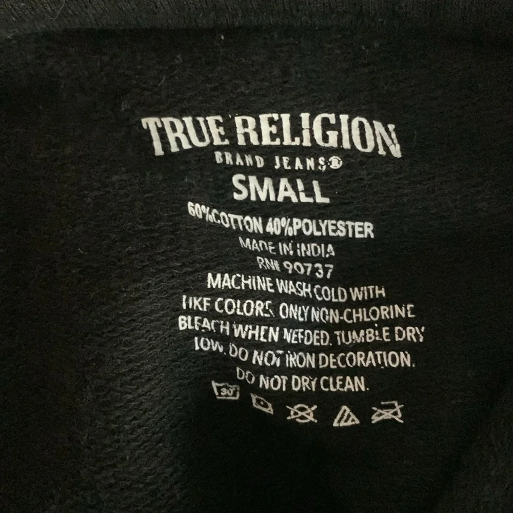 True Religion monogram Black Hoodie Loungewear Small
